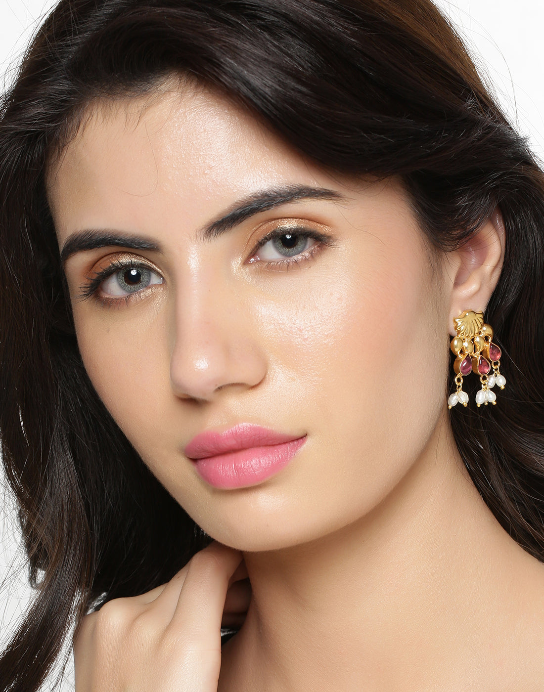 Gold Plated Green Classic Drop Earrings