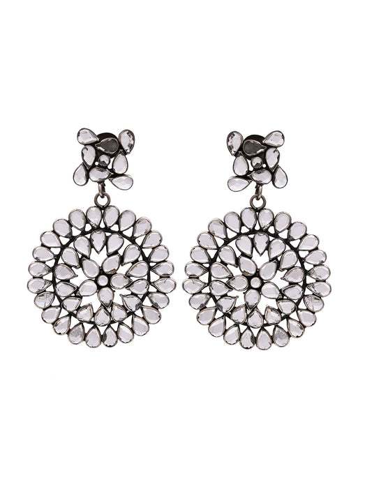 Crystal Oxidised Sterling Silver Earrings for Women Online