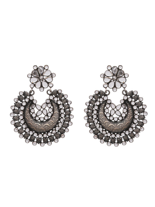 Sterling Silver Classic Oxidized Chandbali Earrings for Women Online