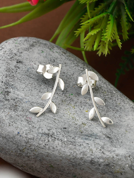 Minimalist Daily Wear Sterling Silver Leaf Studs Earring for Girls Online