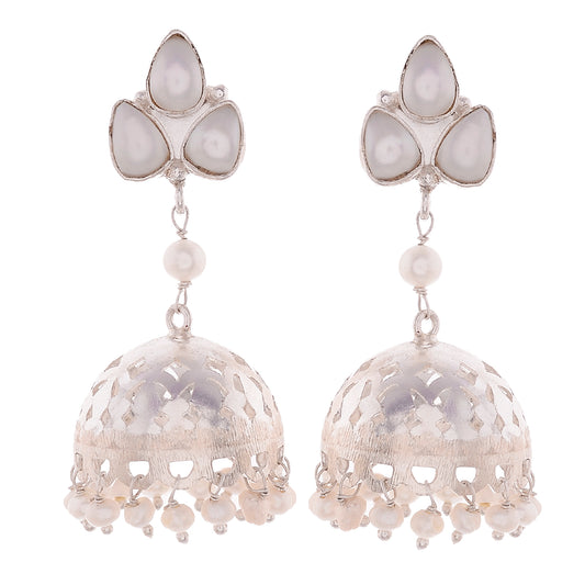 White Pearl Studs 925 Silver Jhumki Earrings for Women Online
