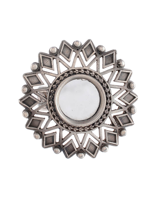 Antique Mirror Sterling Silver Ring - 925 Silver Rings for Women Online