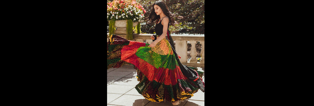 A girl is wearing lehenga