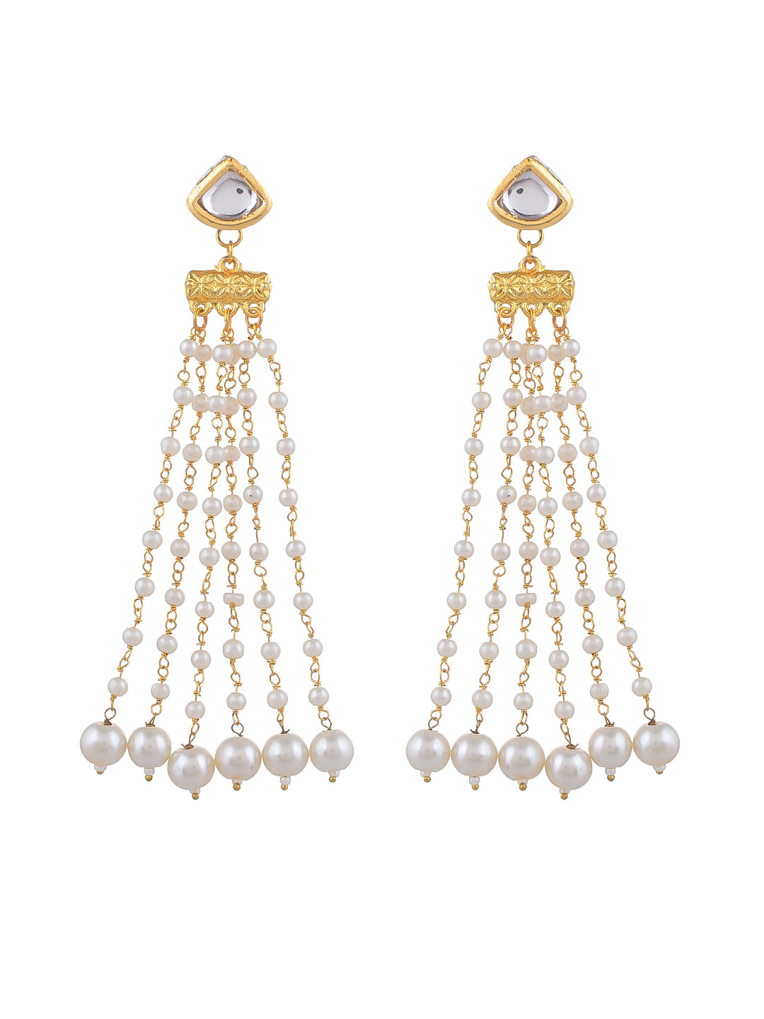 Elegant Gold and Pearl Chandelier Earrings