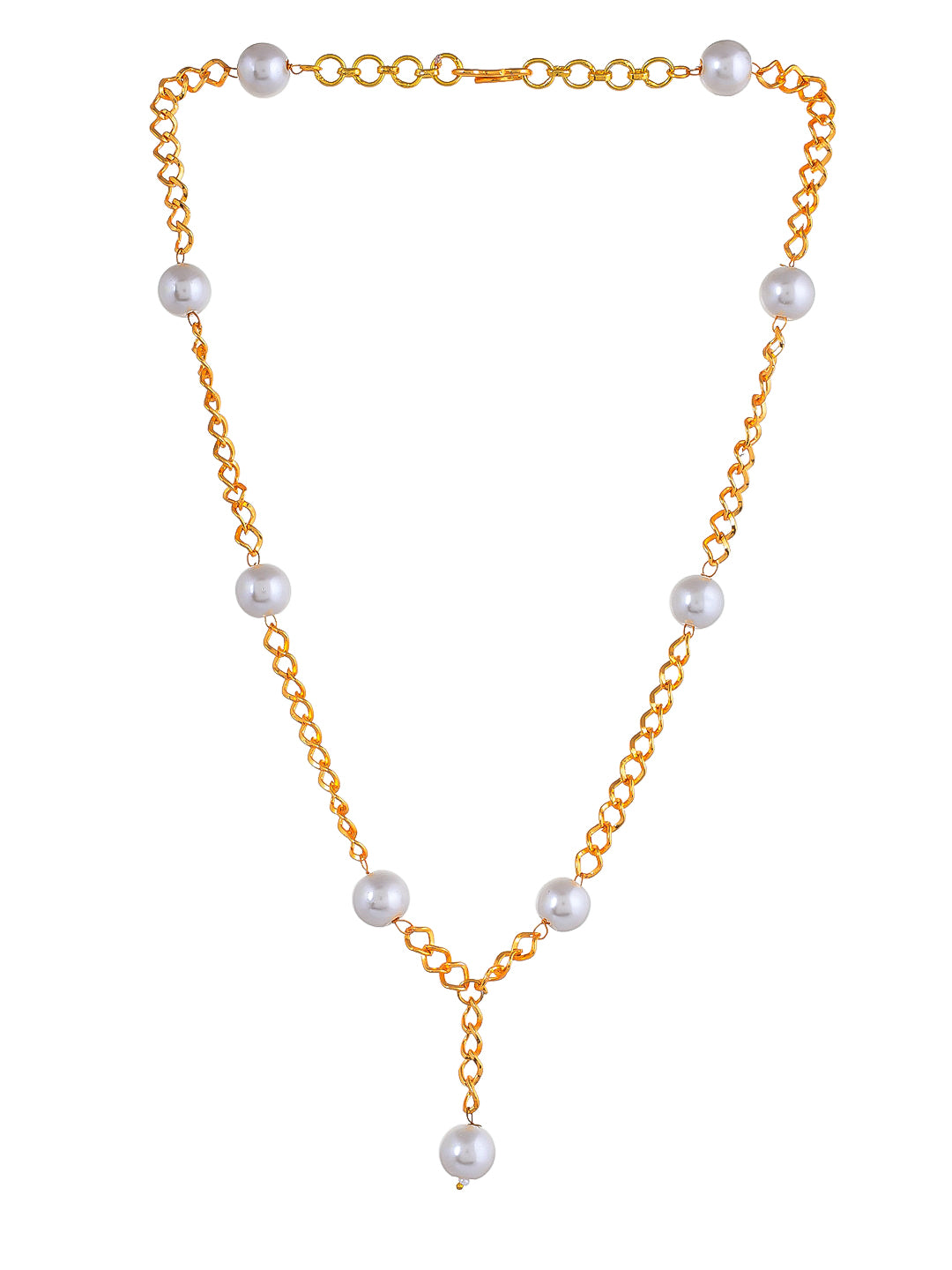 Gold Chain Necklace with Lustrous Pearls