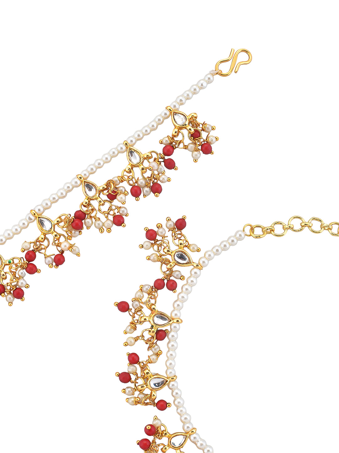 Trending pearls/beads -studded  gold tone anklet