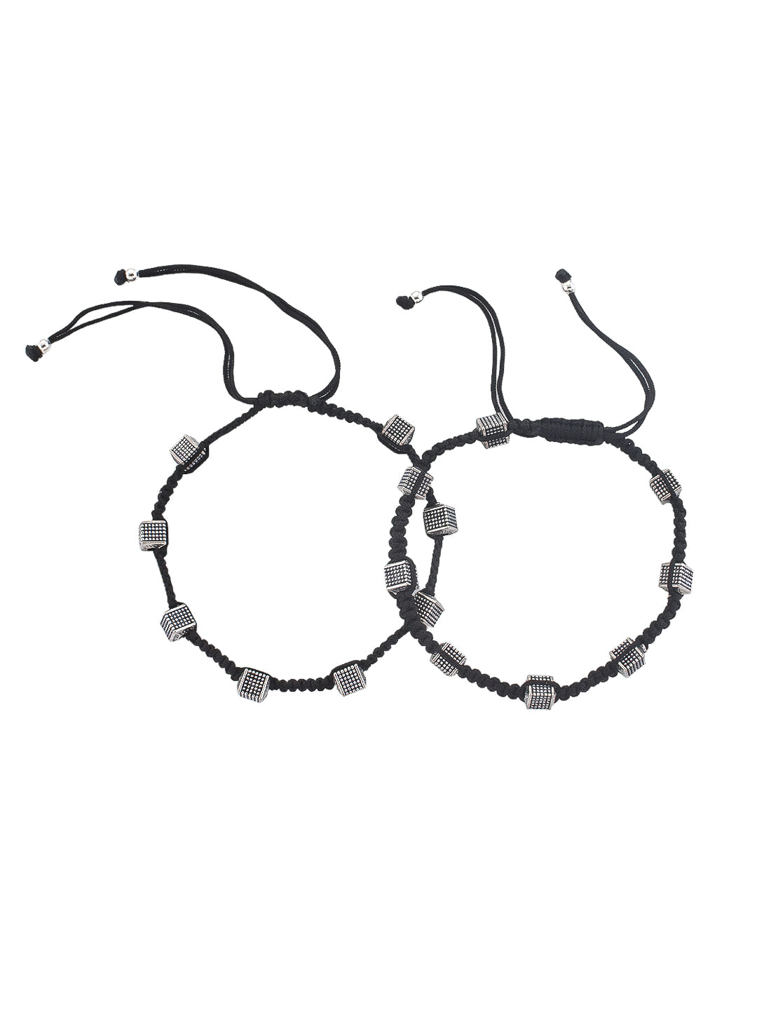 Trending Silver-Plated Beaded & Threaded Anklet