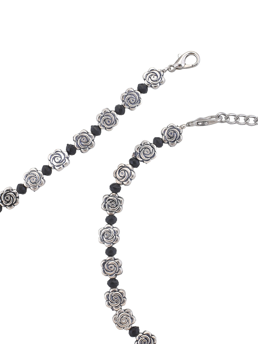 stylish Silver-Plated Flowers Beaded  Anklet