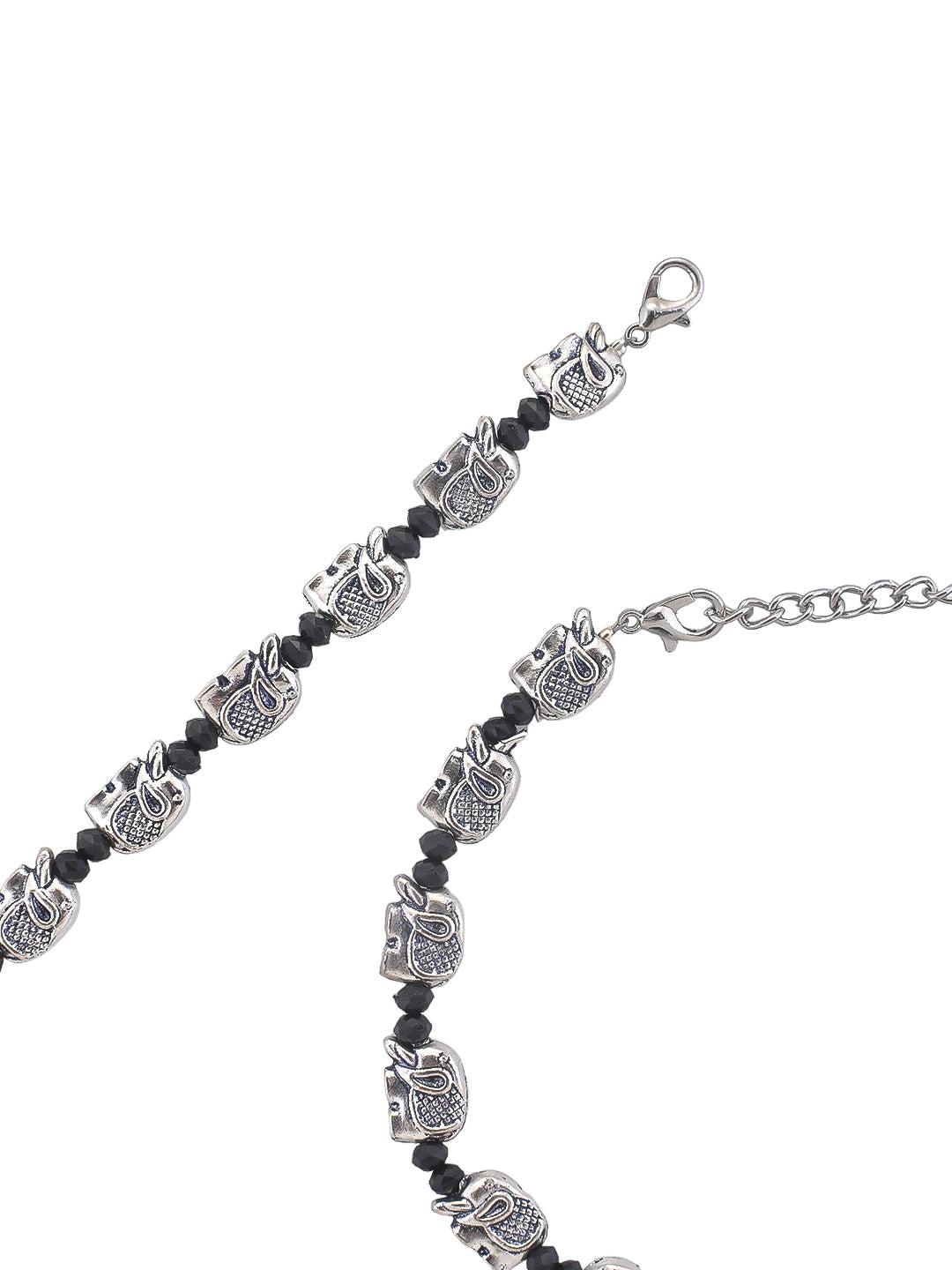 Trending Silver-Plated Elephants Beaded Anklet
