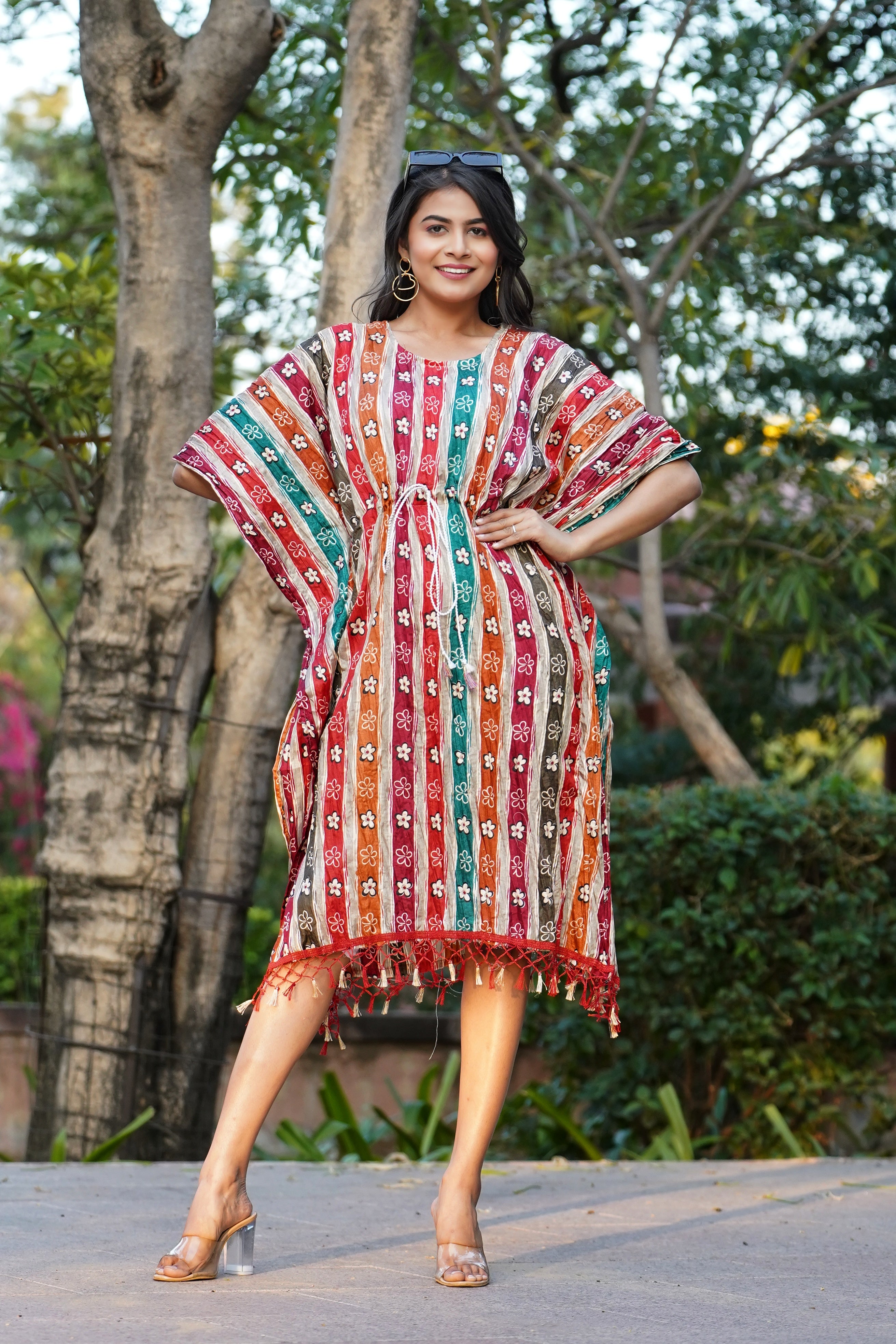 Shae by SASSAFRAS Striped Kaftan Midi Dress - Absolutely Desi