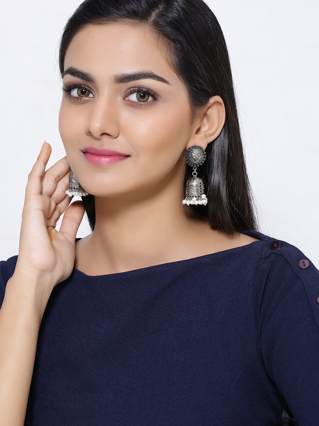 Silver Oxidised Jhumka Earrings for Women Online