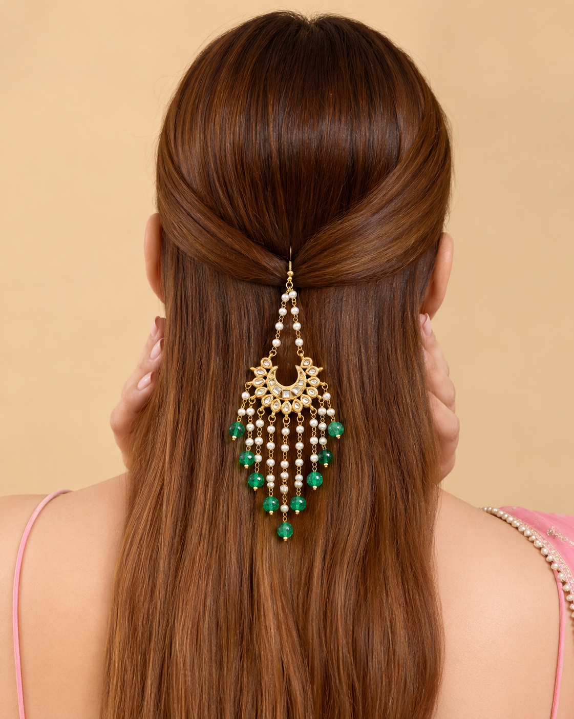 Beaded Hair Chain Jewellery for Women | Traditional Hair Accessory for Wedding & Festive Occasions