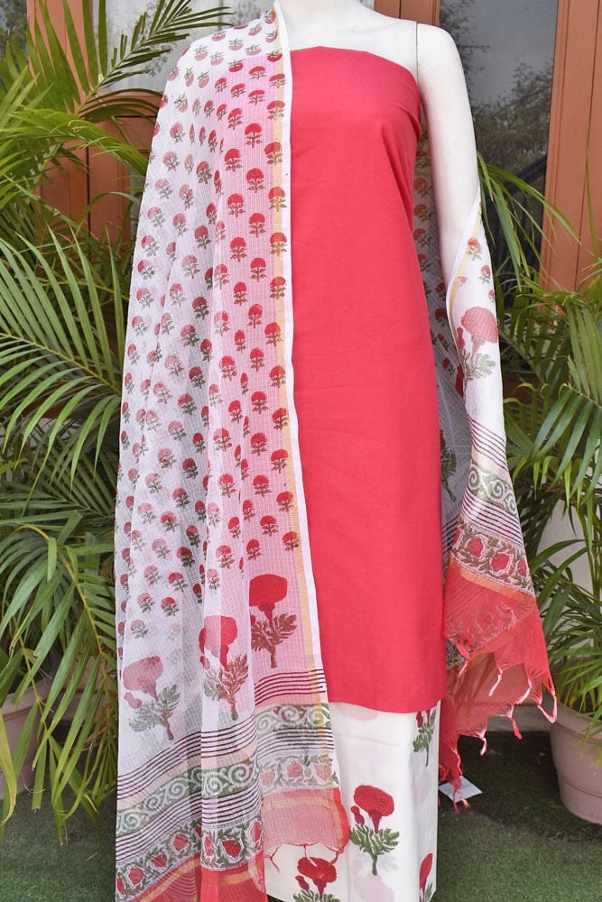 Kota Doria Dupatta with unstitched Kurta Set