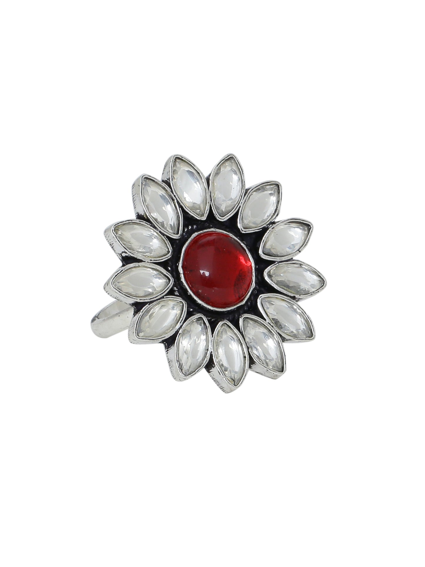 Sterling Silver kundan Star Ring For Woman