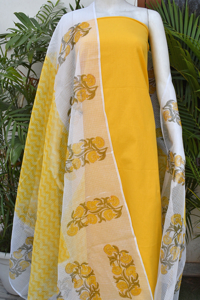 Organic Cotton Suit Set with Kota Doriya Dupatta