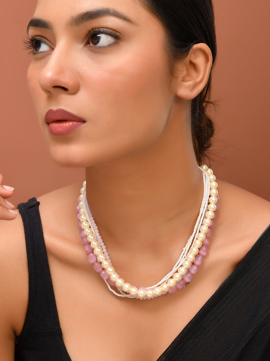 Festive Pink Beaded Haar Mala For Women | Ethnic Necklace For Women
