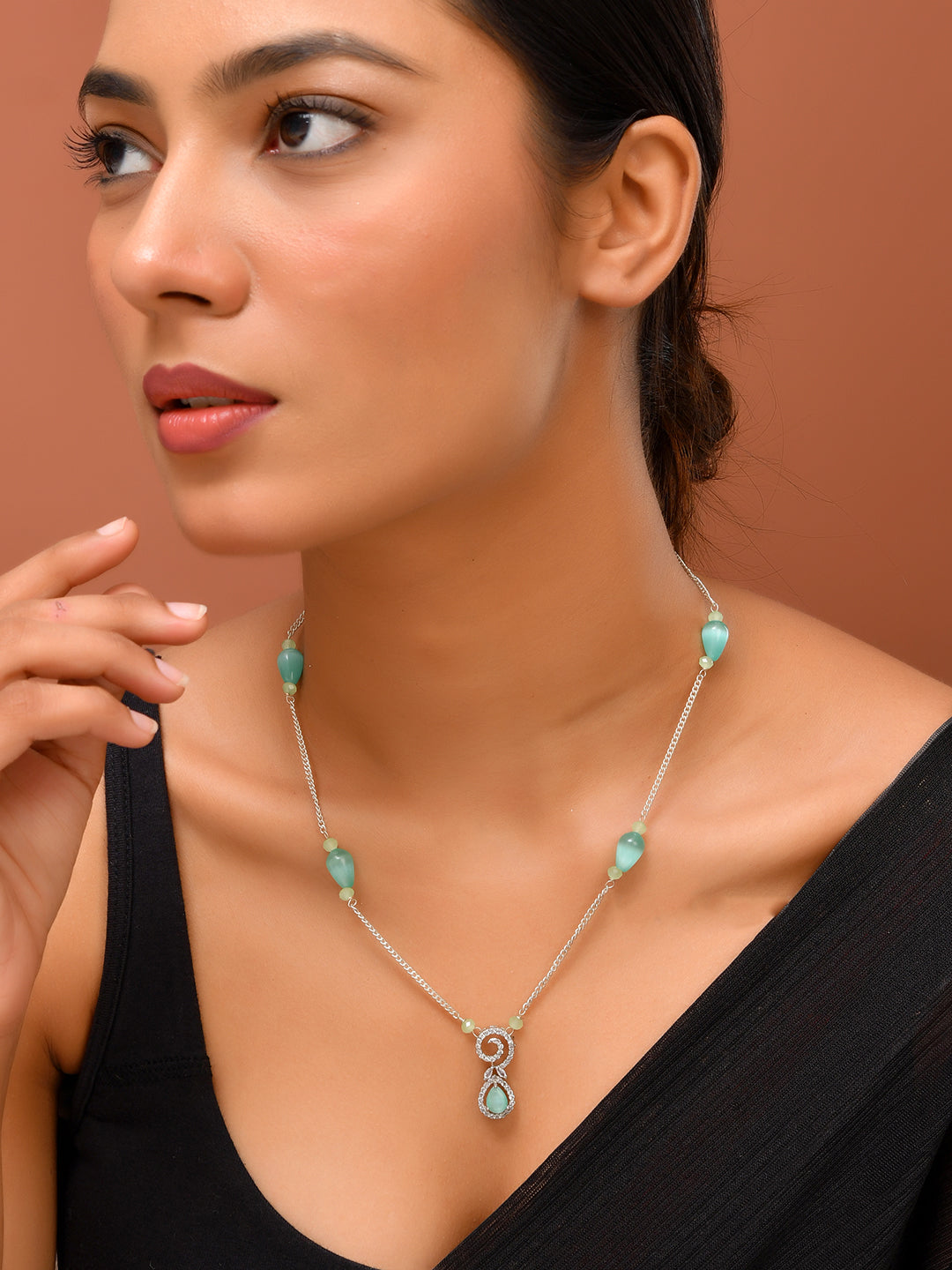 Handcrafted Mint Green Pendant Necklace | Everyday Wear Necklace For Women
