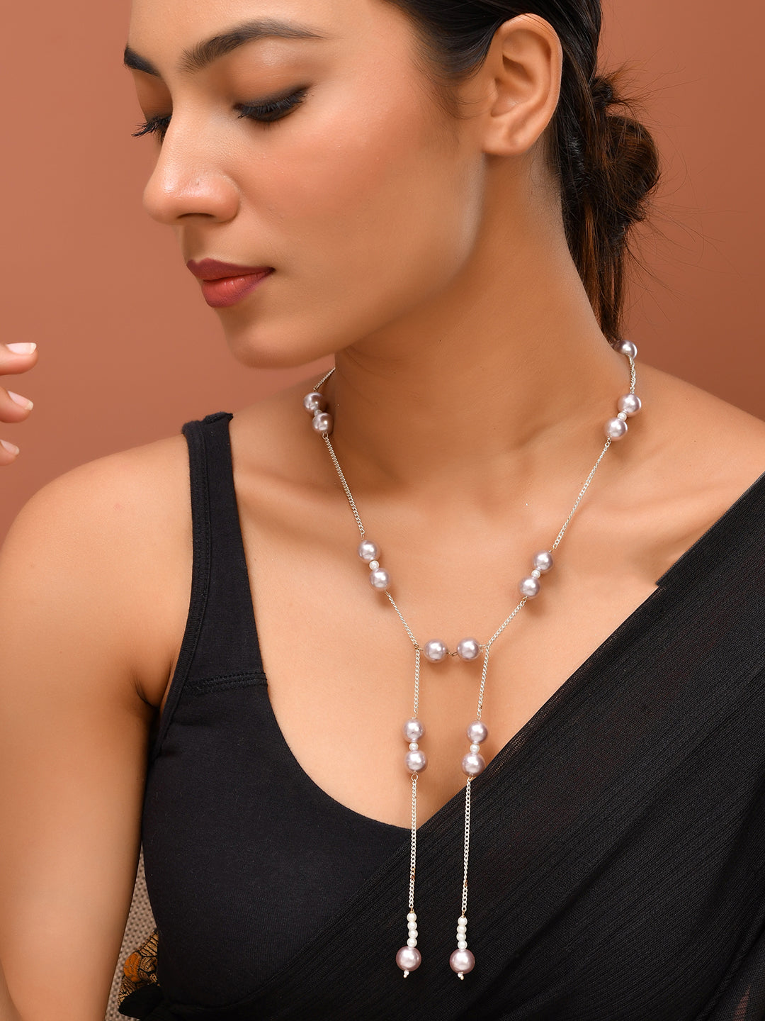 Stylish Double Layer Pearl Chain Necklace For Women & Girls | Daily Wear, Western & Casual Jewellery