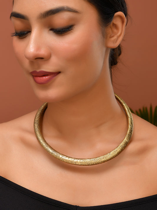 Antique Gold Torque Necklace | Western Open Collar Choker Necklace For Women