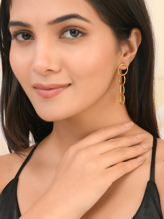 Trending Gold Tone  Long Circle Earrings