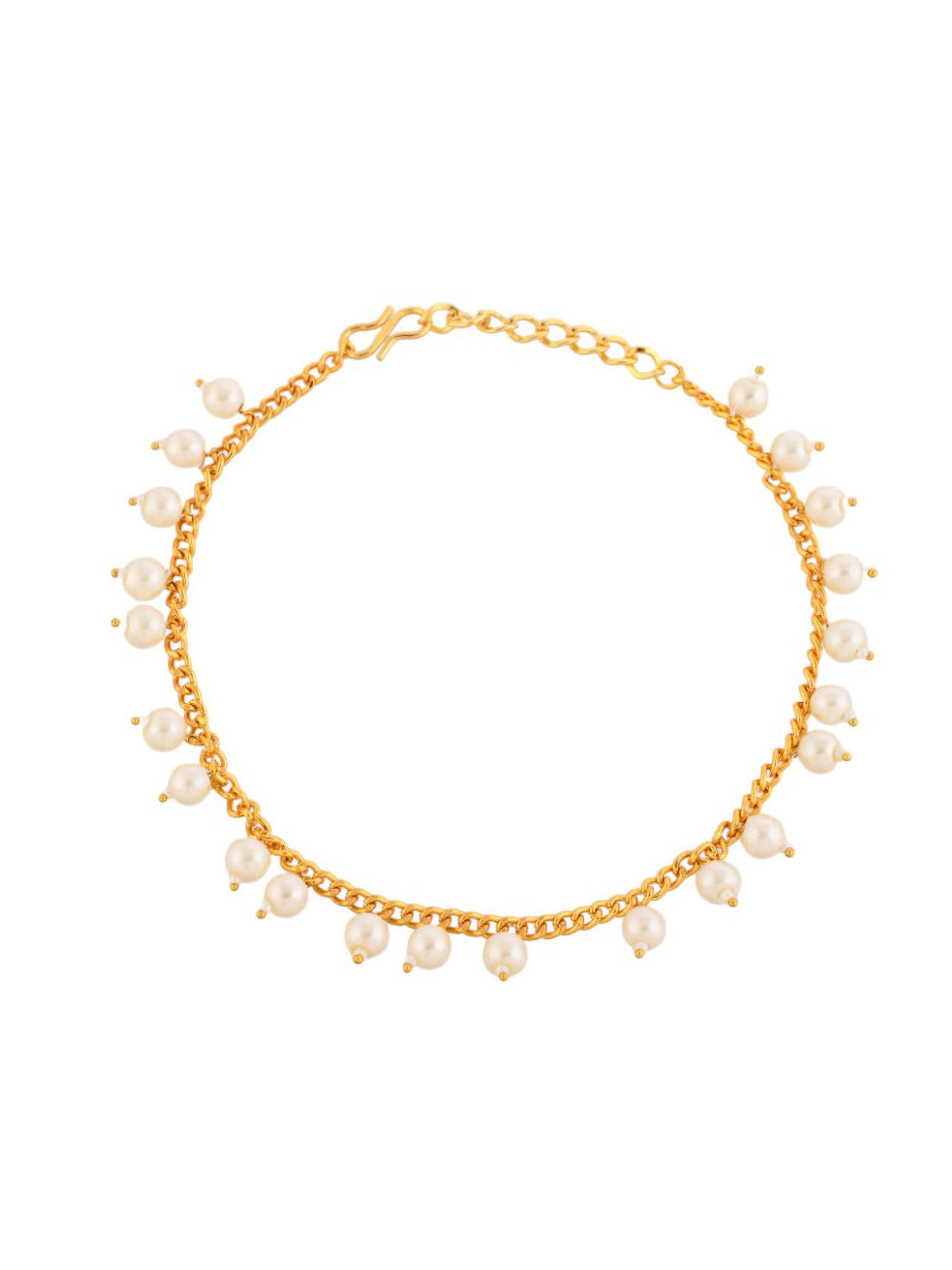 White Pearl & Gold-Plated Anklet For Women 