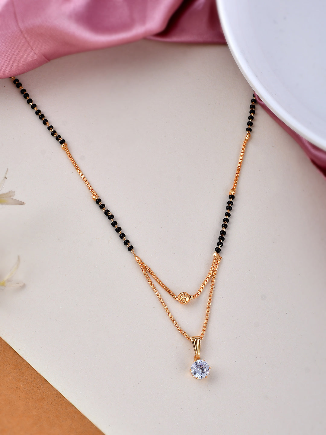 Gold Plated Black Bead Mangalsutra | Traditional & Daily Wear Jewellery