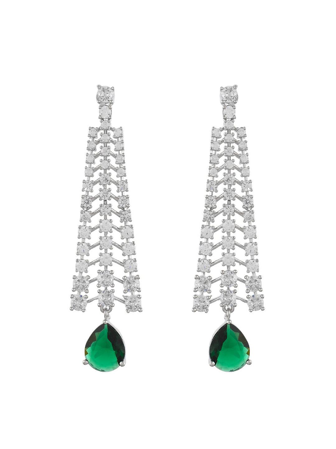 Green American Dimond Long Earrings