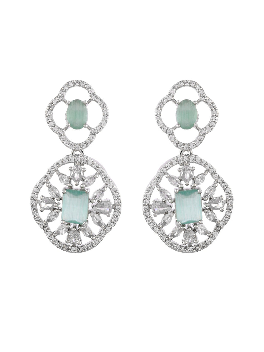 Mint Green  American Dimond Drop Earrings