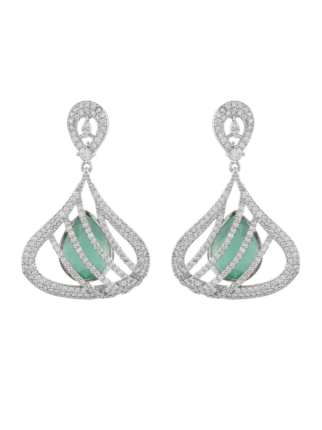 Mint Green American Dimond Drop Earrings