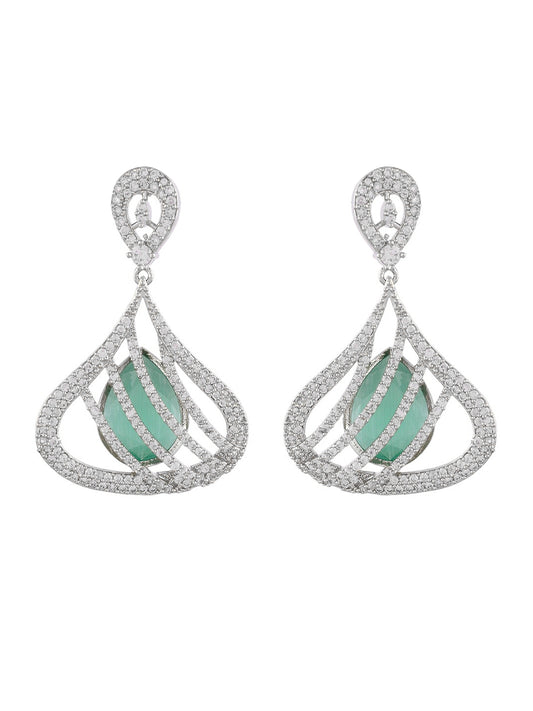 Mint Green American Dimond Drop Earrings