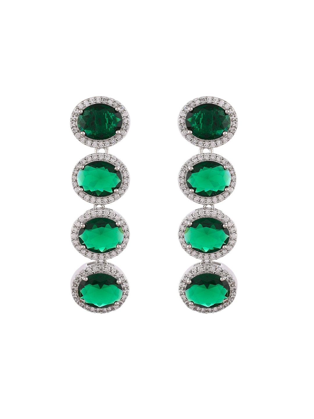 Stylish Green American Dimond Drop Earrings