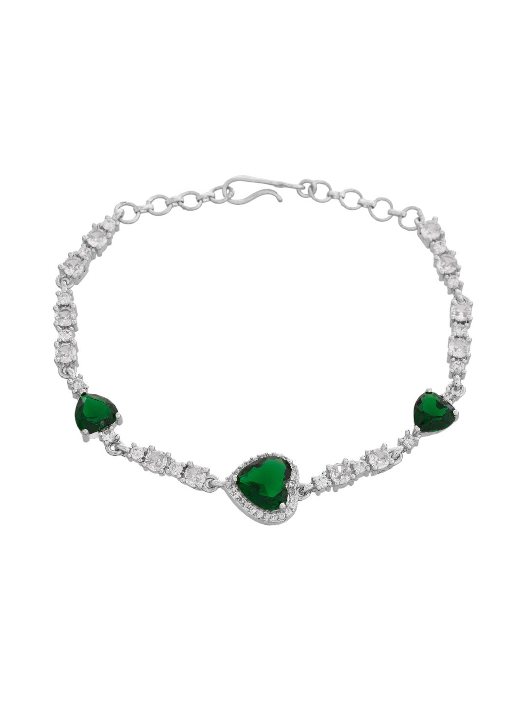 Green American diamond Heart Shape Charm Bracelets for Women