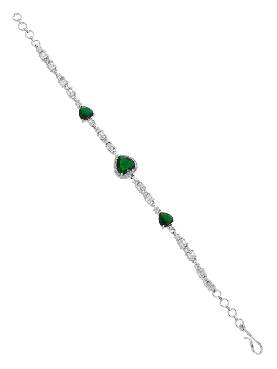 Green American diamond Heart Shape Charm Bracelets for Women