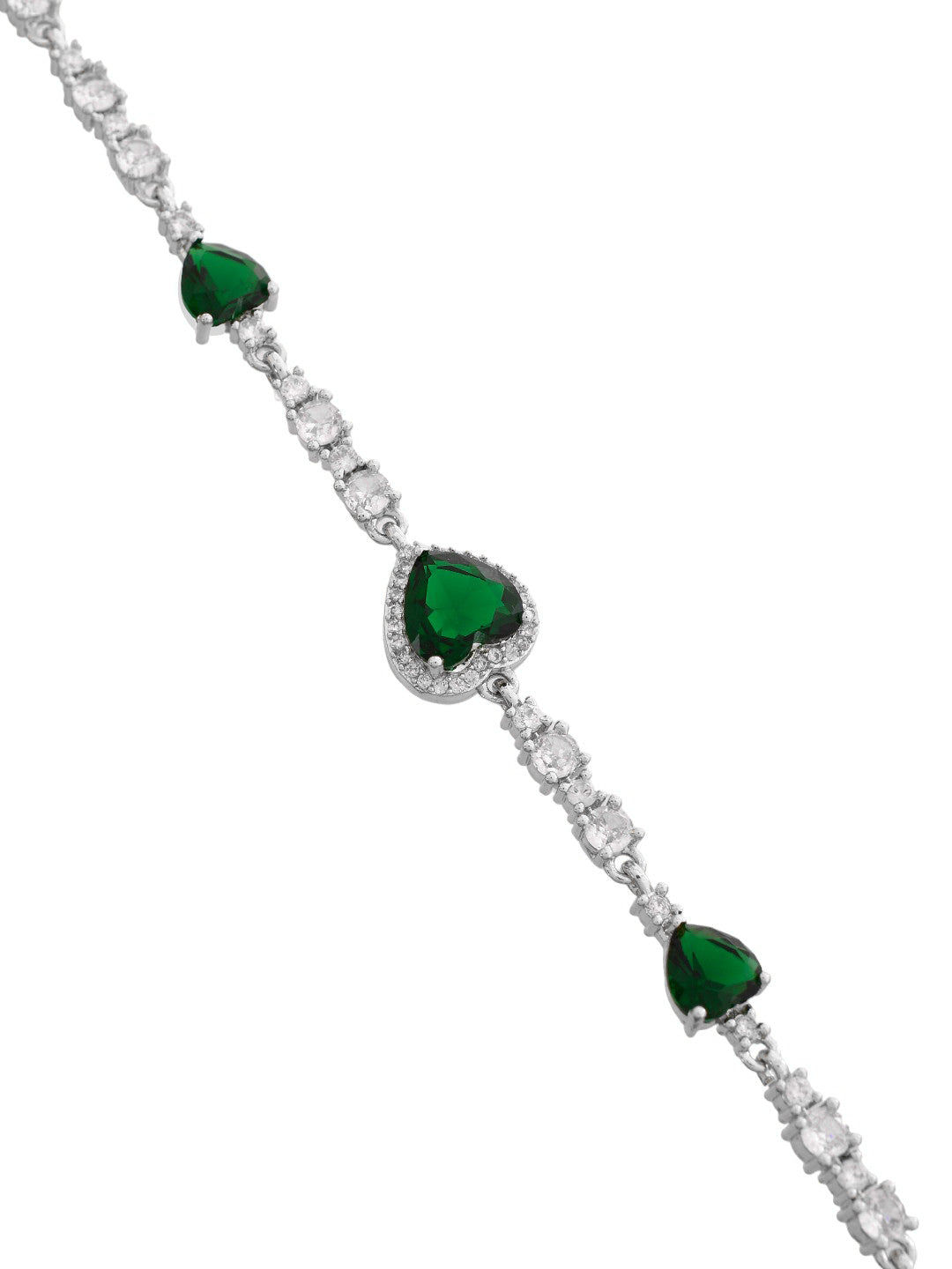 Green American diamond Heart Shape Charm Bracelets for Women