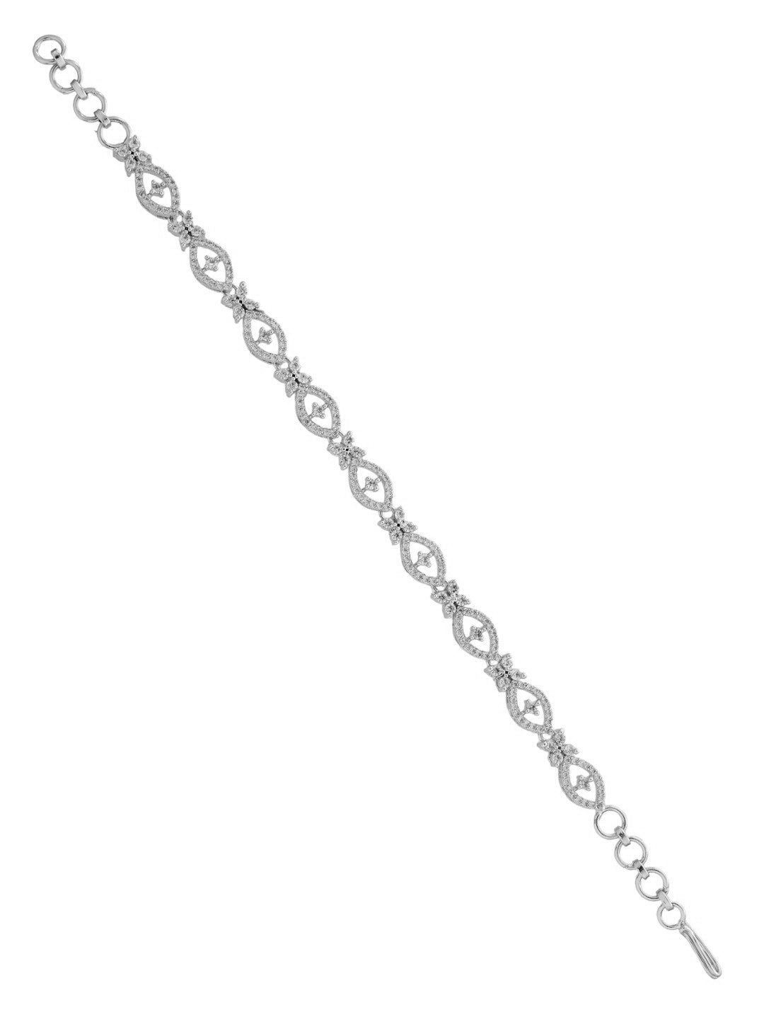 Silver-Plated American Diamond Bracelet for Girls and Women