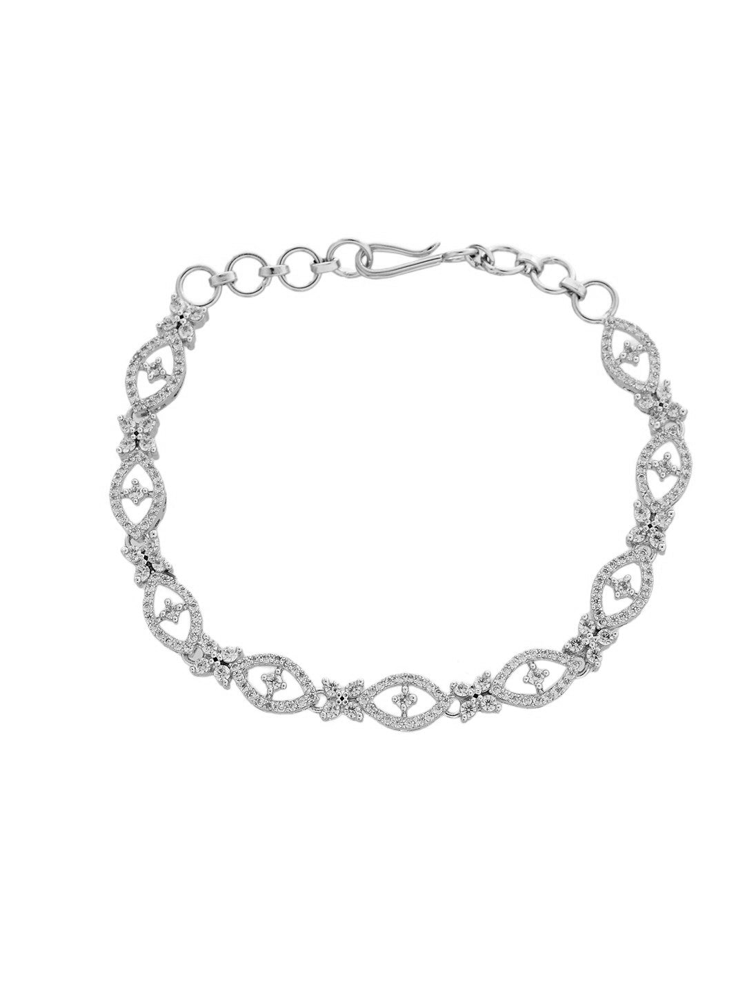 Silver-Plated American Diamond Bracelet for Girls and Women