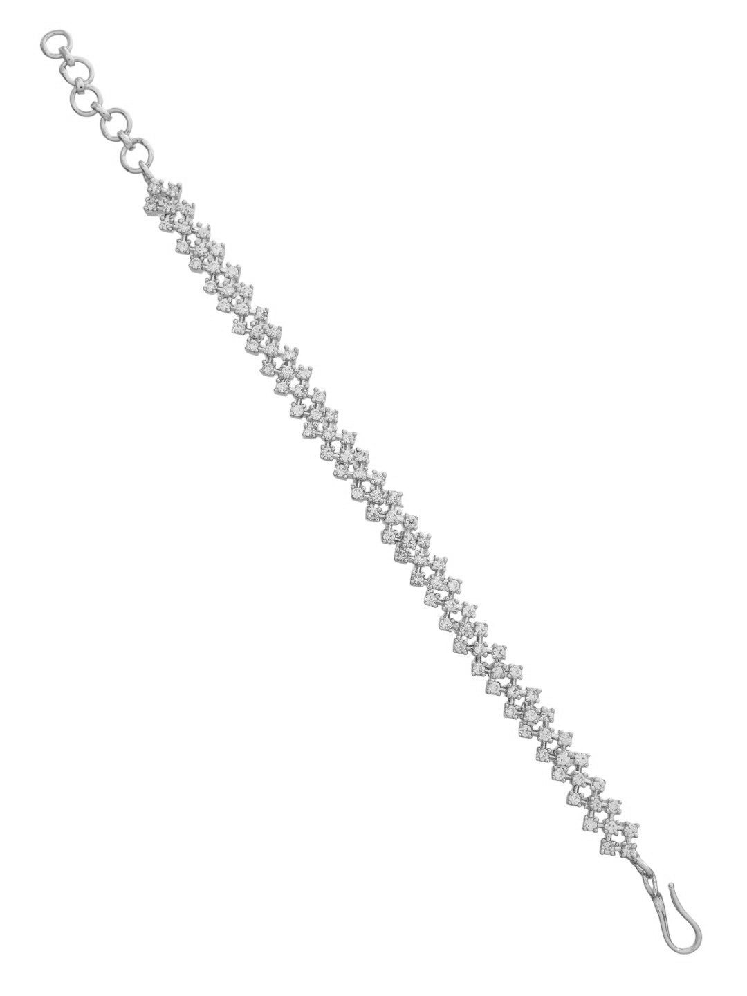 Silver-Plated American Diamond Bracelet for Girls and Women