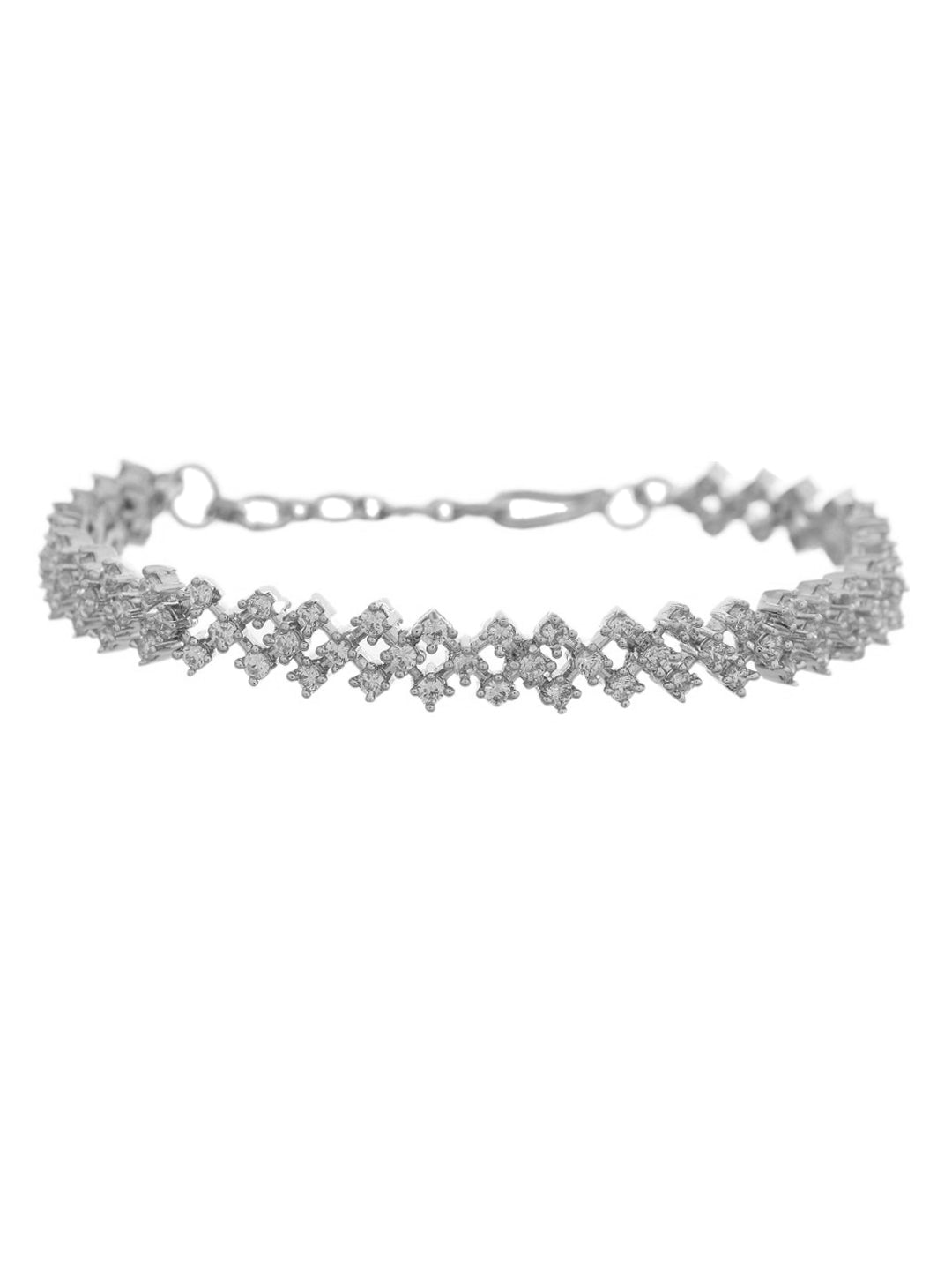 Silver-Plated American Diamond Bracelet for Girls and Women