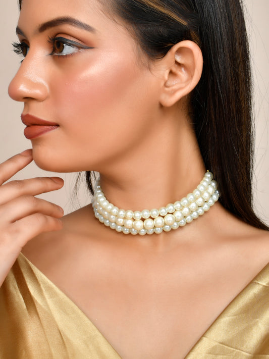 Gold-Plated Pearls Choker Necklace