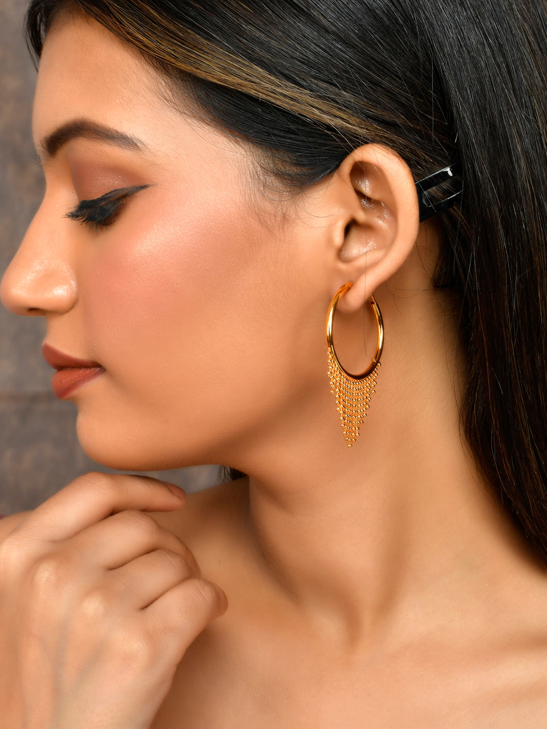 Gold plated hoop earring