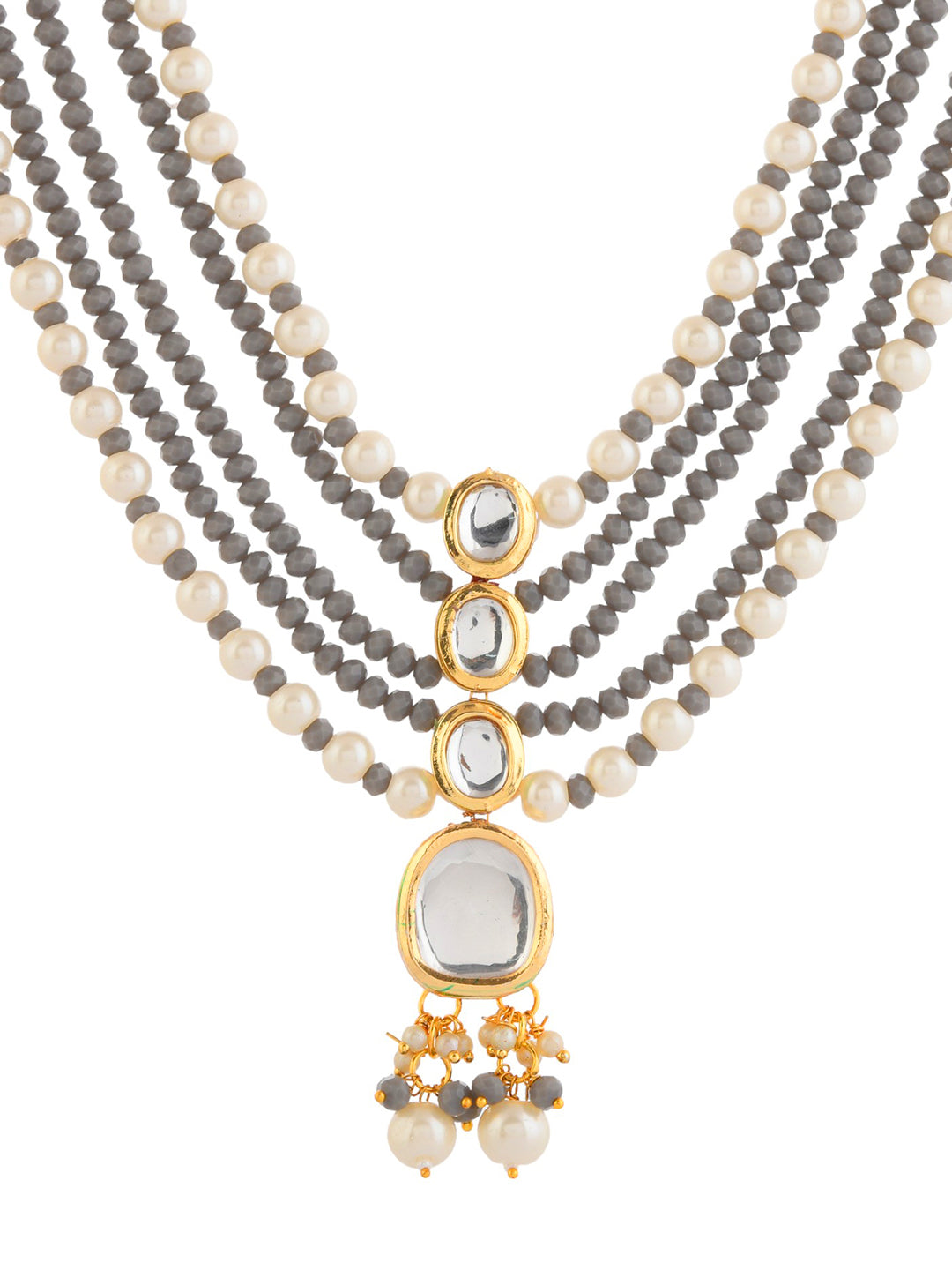 Pearl Kundan Necklace Set With Earrings For Women