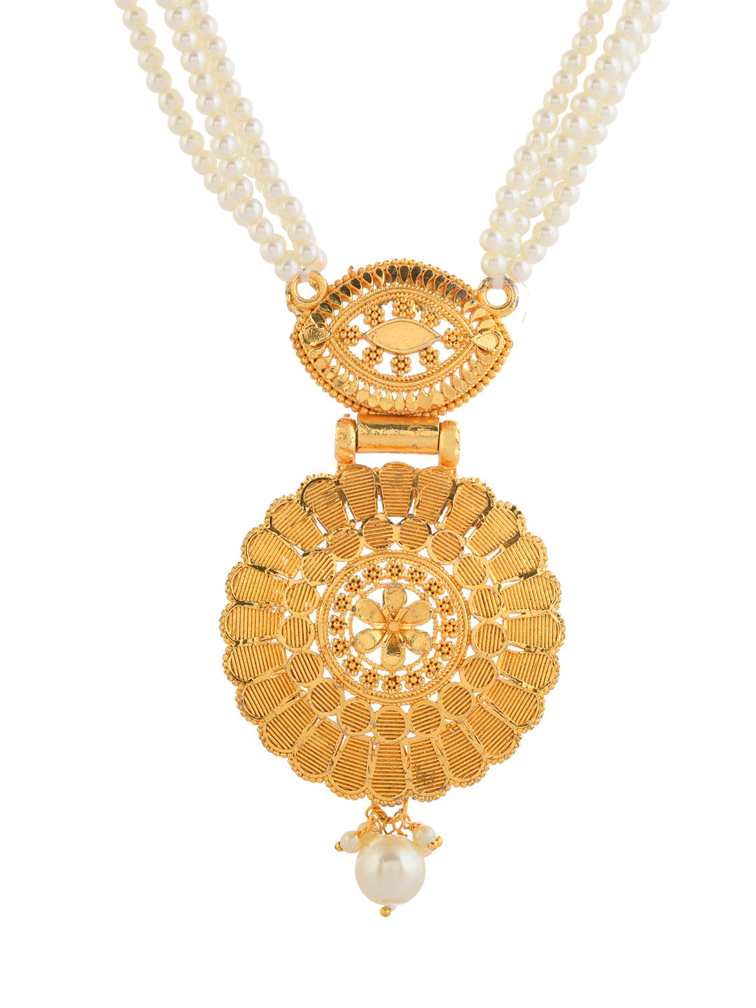 Gold-Plated & White pearl Necklace and Earrings For Women