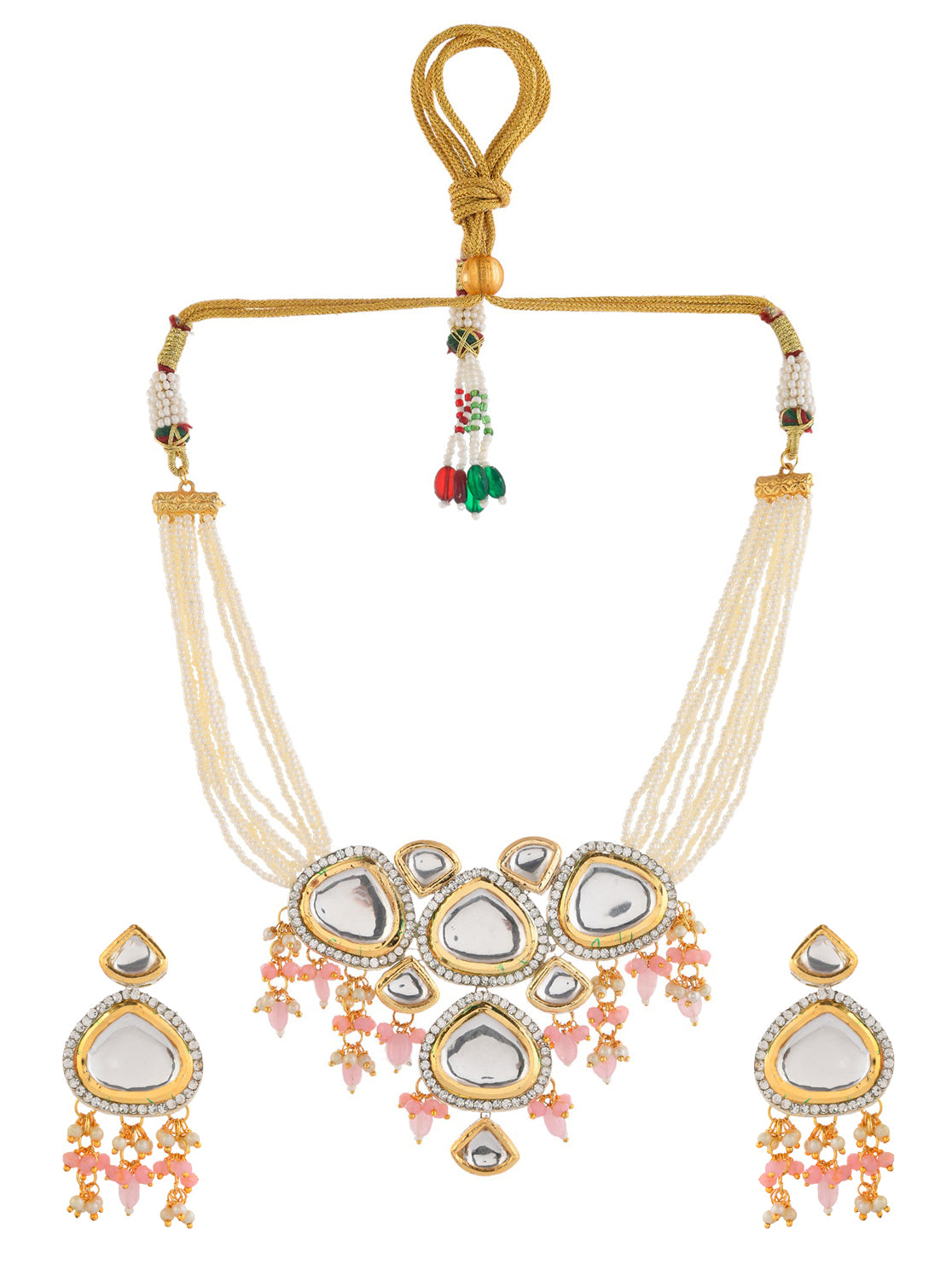 Gold-Plated kunden & White pearl Necklace and Earrings