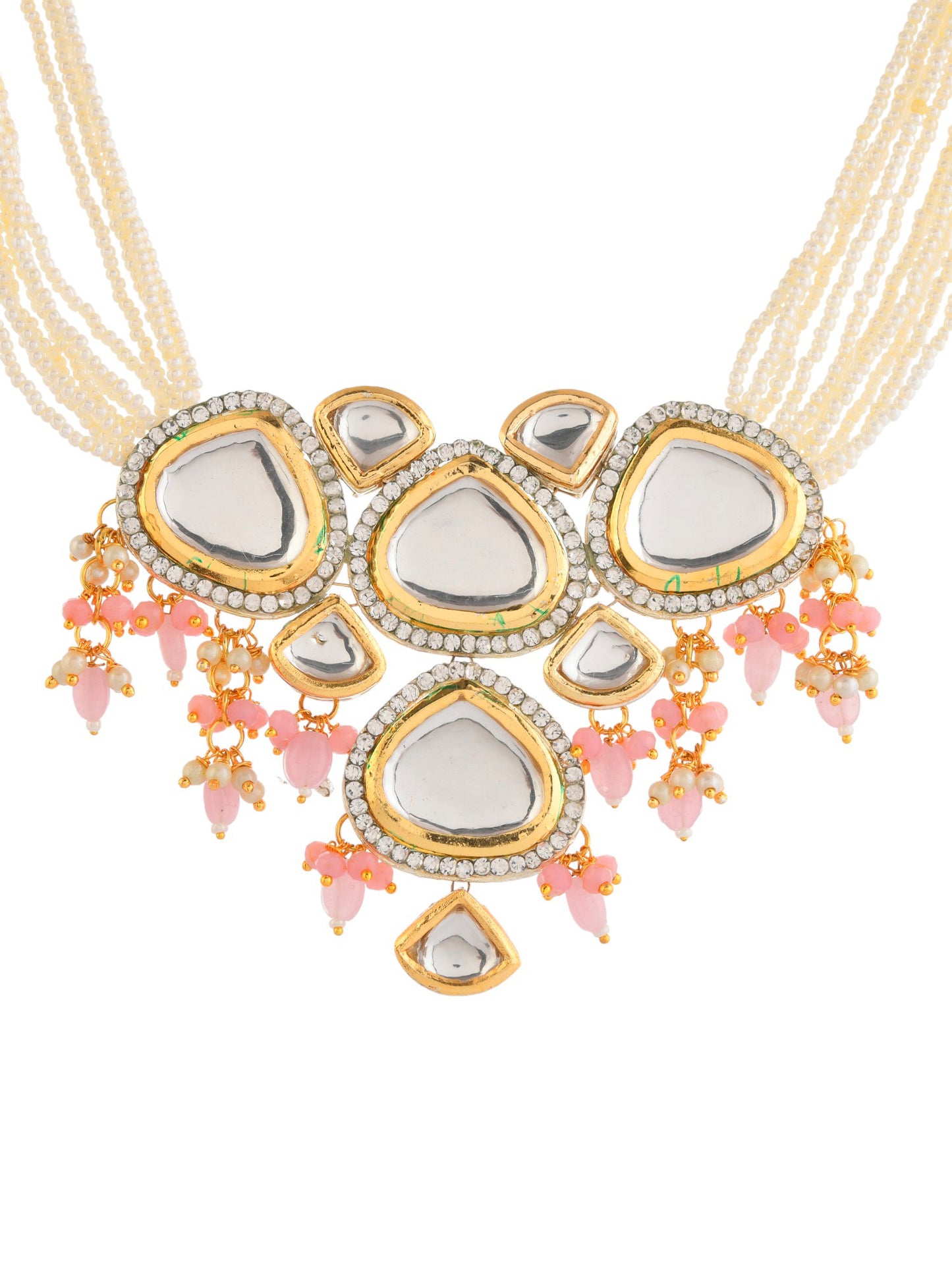 Gold-Plated kunden & White pearl Necklace and Earrings