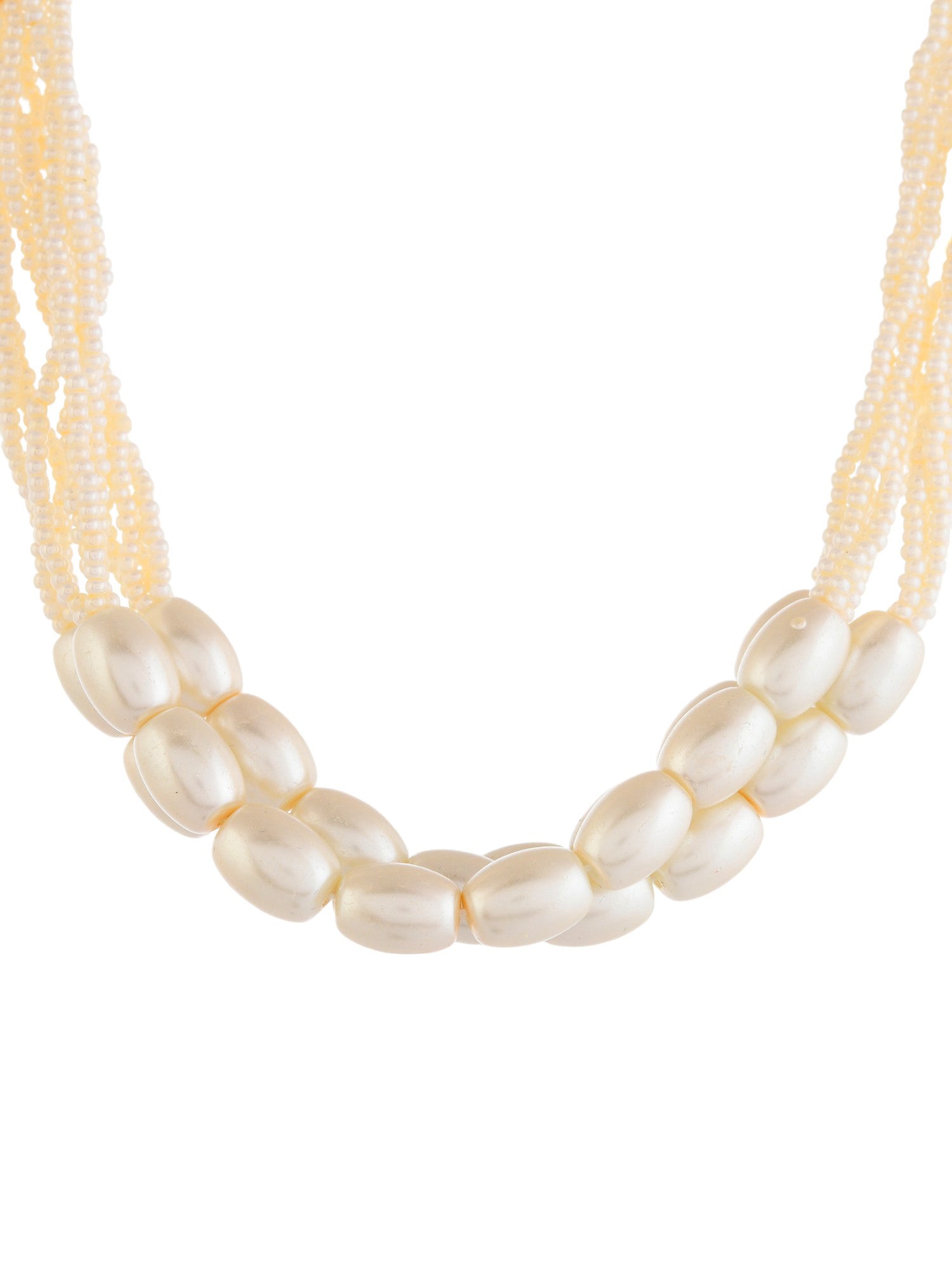 white pearl Beaded Necklace With same Earring