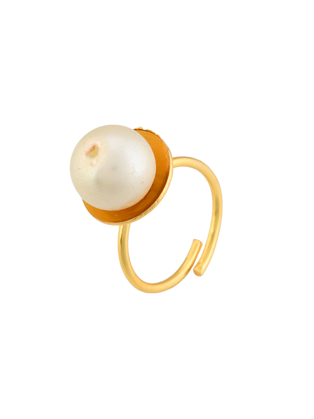 Gold-Plated Pearl-Studded Ring