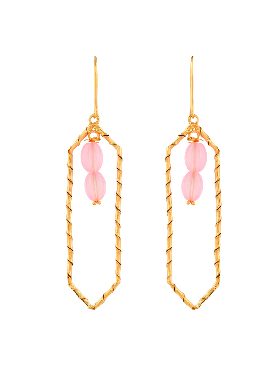 Pink Beads And Gold Plated Statement  Earring For Women