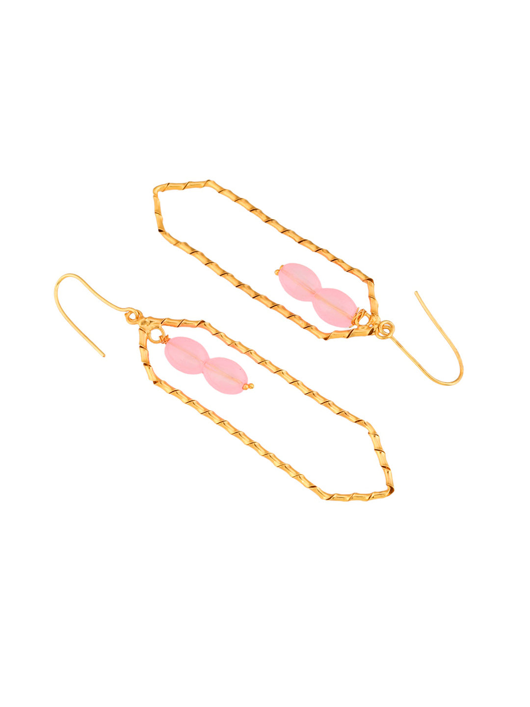 Pink Beads And Gold Plated Statement  Earring For Women