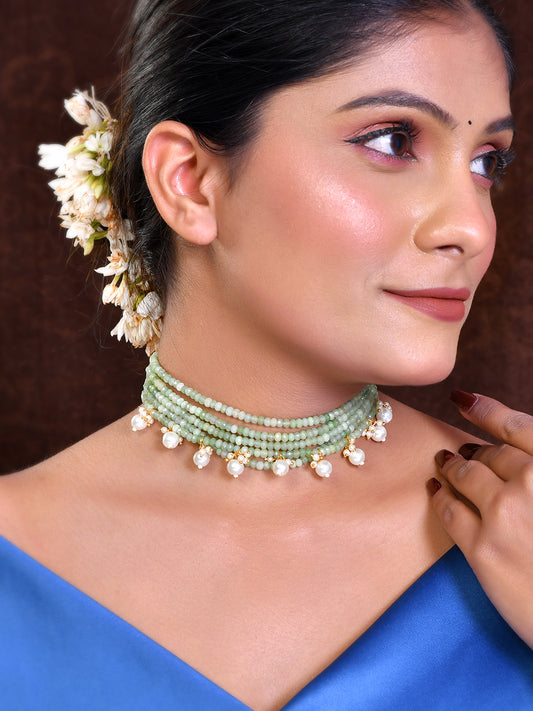 Multicolored Beaded Necklace with Pearl Accents