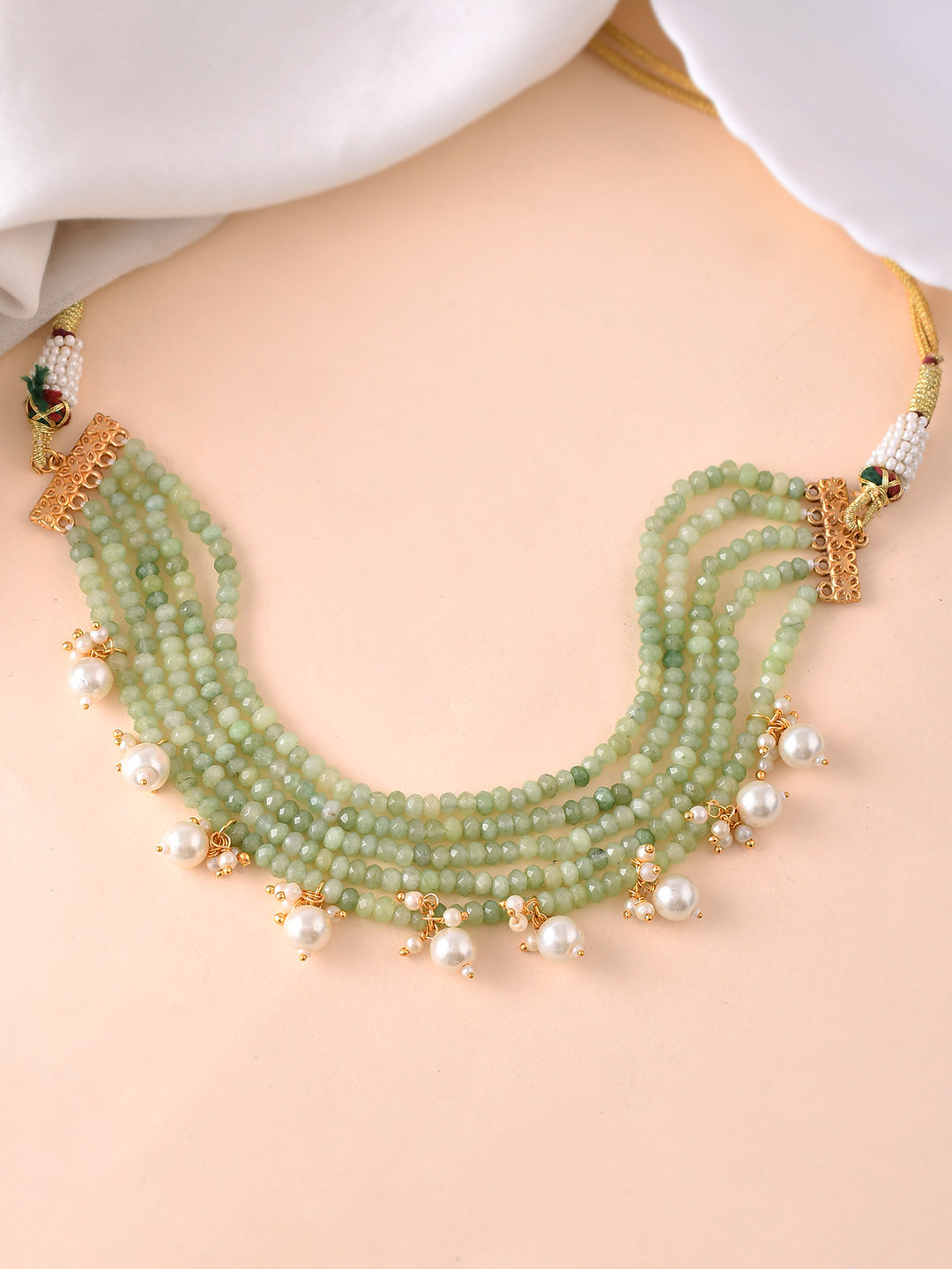 Multicolored Beaded Necklace with Pearl Accents